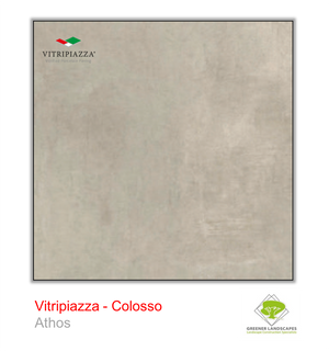 Open image in slideshow, A picture of porcelain paving from the Vitripiazza collection. Pictured is the Colosso tile colour option Athos.
