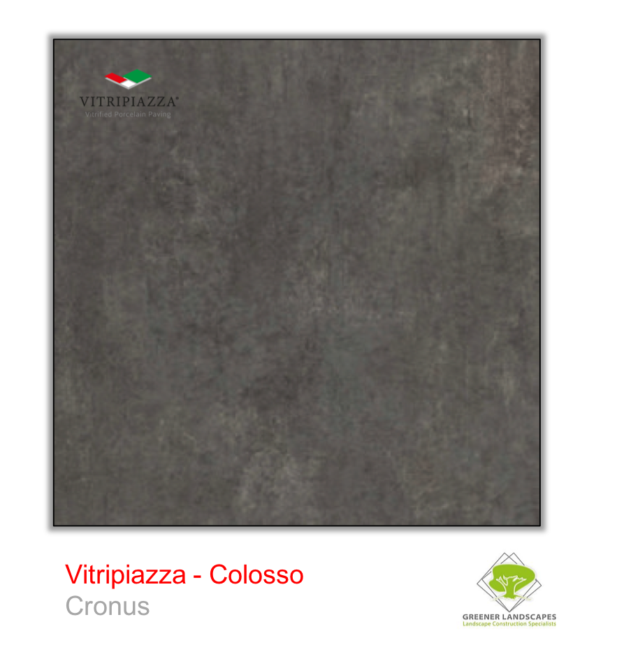 A picture of porcelain paving from the Vitripiazza collection. Pictured is the Colosso tile colour option Cronus.