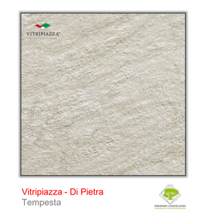 Open image in slideshow, A picture of porcelain paving from the Vitripiazza collection. Pictured is the Di Pietra tile colour option Tempesta.
